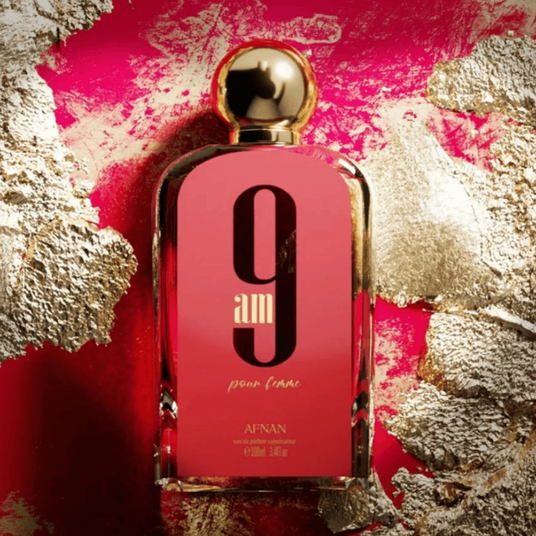 Perfume Afnan 9 AM Pour Femme 100 ml vista frontal del frasco
