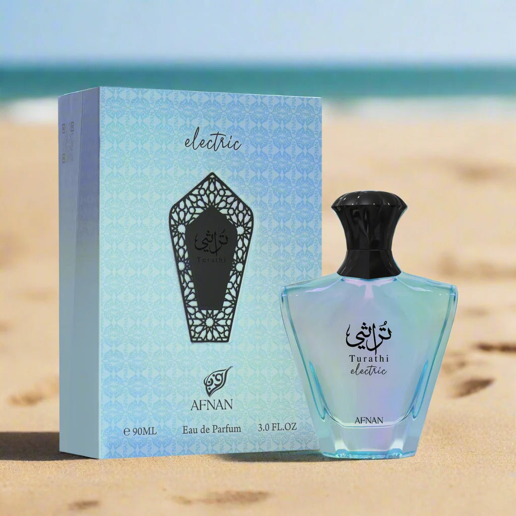 afnan turathi electric perfume 100ml fragancia oriental amaderada duradera con presentación sofisticada para hombres y mujeres