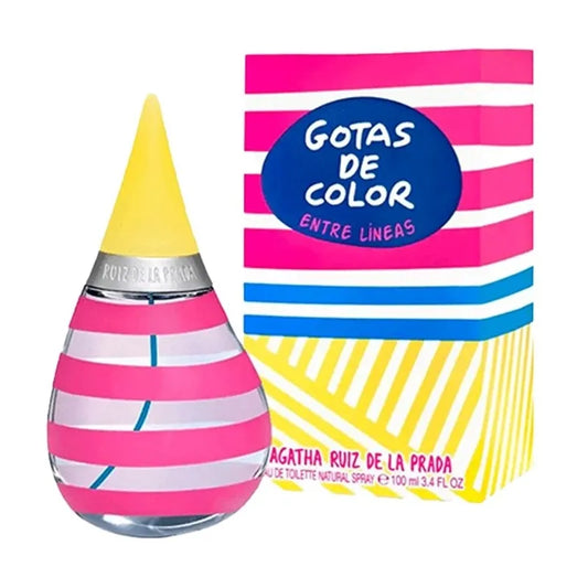 perfume gotas de color entre lineas de agatha ruiz de la prada edt 100ml frasco femenino colorido con aroma floral frutal juvenil
