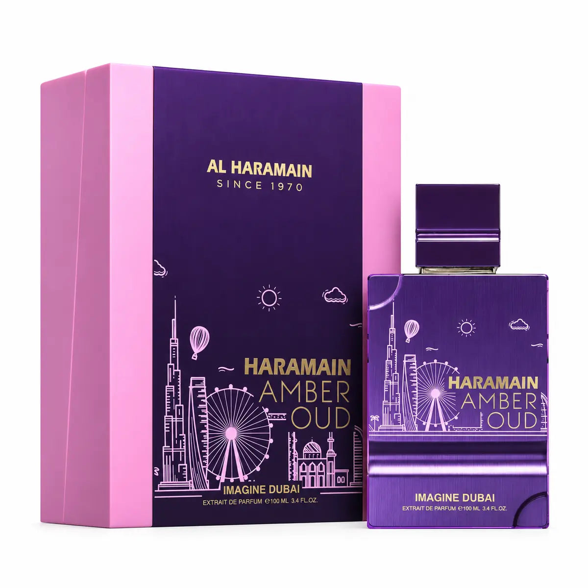 Al Haramain Amber Oud Imagine Dubai unisex 100 ml Extrait de Parfum de presentación elegante