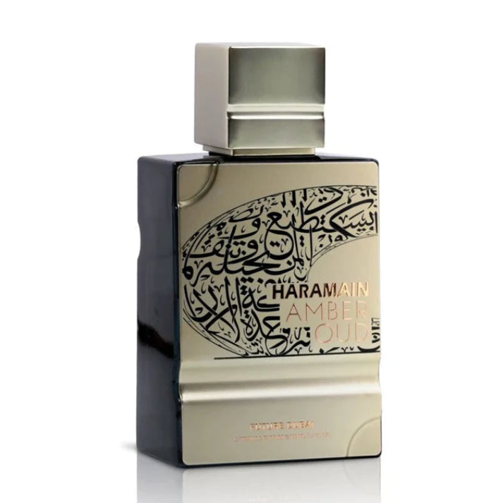Frasco original del perfume Amber Oud Future Dubai Al Haramain