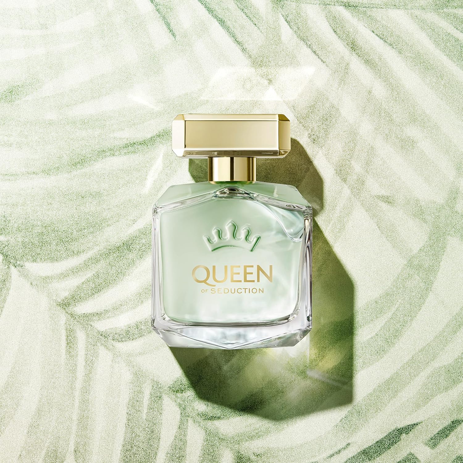 Perfume Antonio Banderas Queen Of Seduction 80ml frasco elegante con diseño de corona y detalles metálicos
