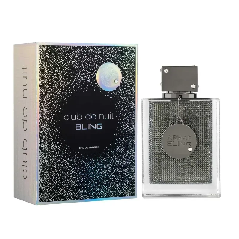 Frasco del perfume Armaf Club De Nuit Bling 100 ml con diseño brillante y detalle en relieve