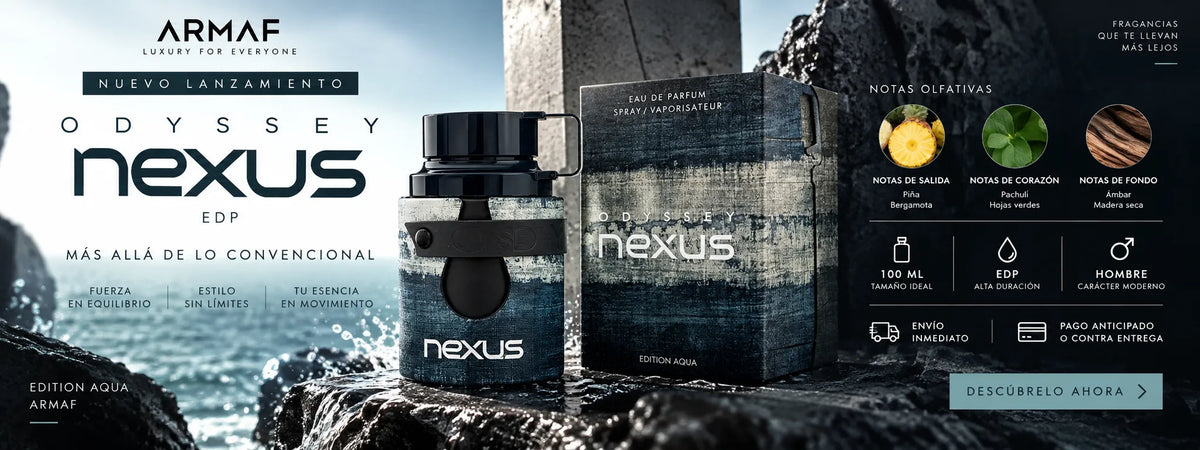 Armaf Odyssey Nexus EDP 100 ml para hombre, frasco y caja Edition Aqua en tonos azul oscuro, con notas de piña, bergamota, pachulí, hojas verdes, ámbar y madera seca