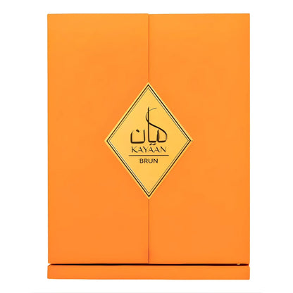 presentacion del perfume armaf kayaan brun eau de parfum 100 ml con frasco y caja organizados