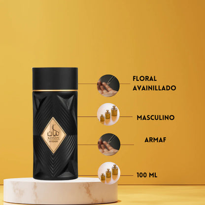 presentacion del perfume armaf kayaan intense eau de parfum 100 ml con frasco y caja organizados