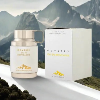 detalle del frasco del perfume Odyssey Eau De Montagne de Armaf