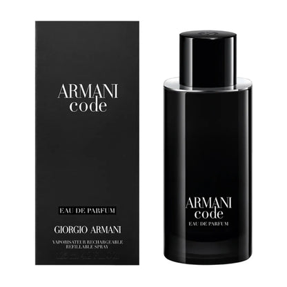 imagen del perfume armani code eau de parfum mostrando su frasco oscuro elegante de 125 ml
