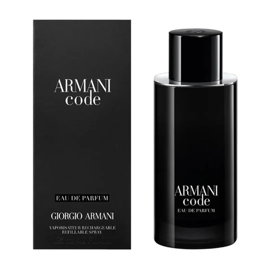 imagen del perfume armani code eau de parfum mostrando su frasco oscuro elegante de 125 ml