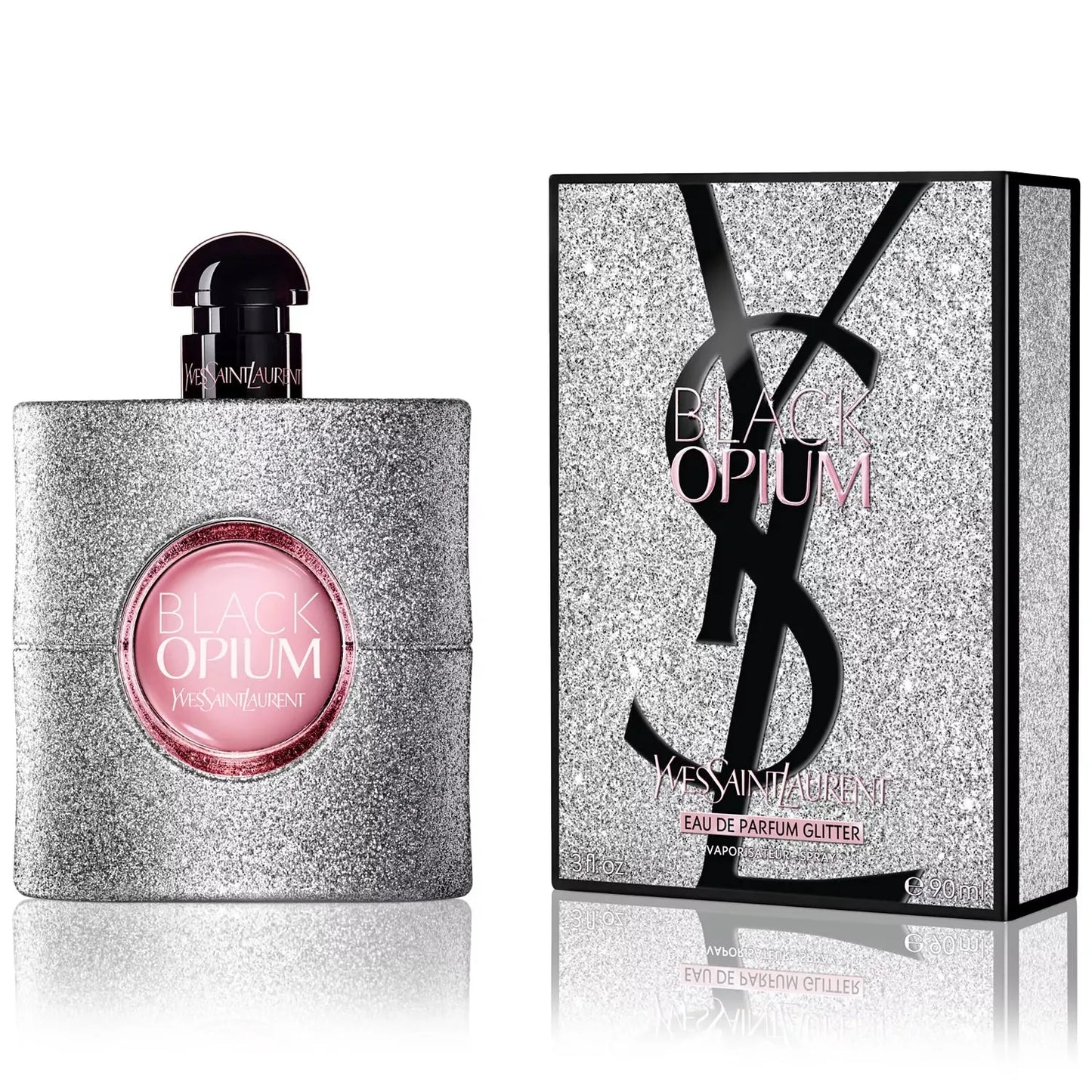 Perfume Black Opium Glitter YSL 90ml vista frontal