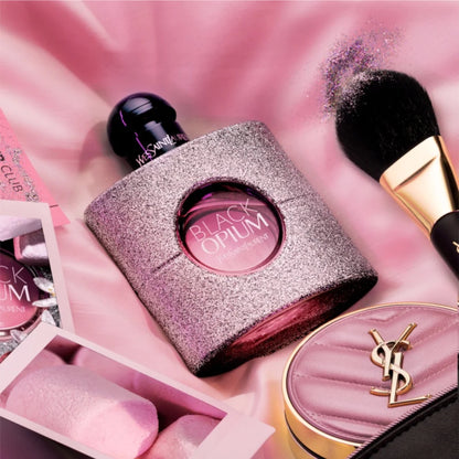 Presentación completa del perfume Black Opium Glitter YSL mujer