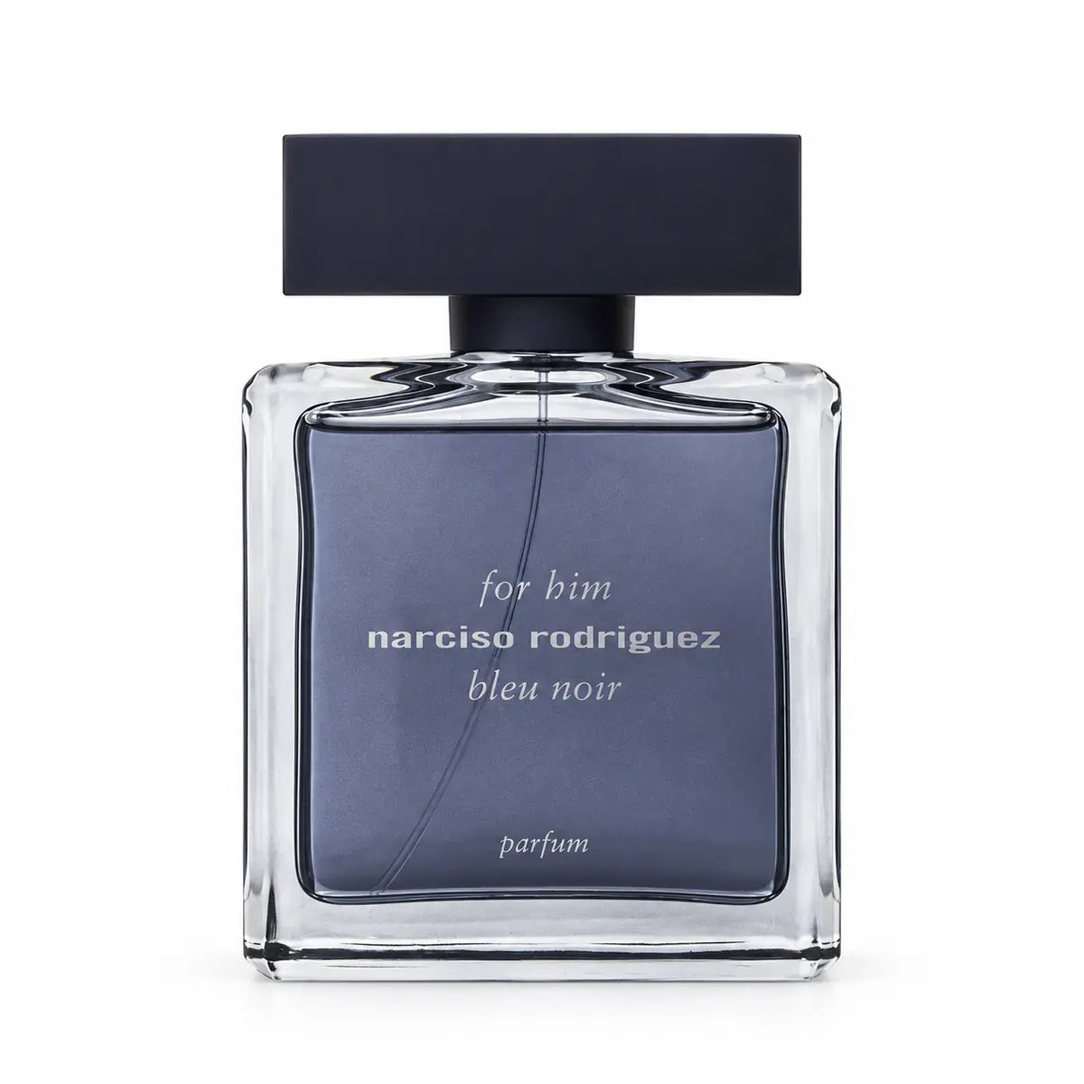frasco de narciso rodriguez bleu noir parfum 100 ml para hombre sobre fondo blanco