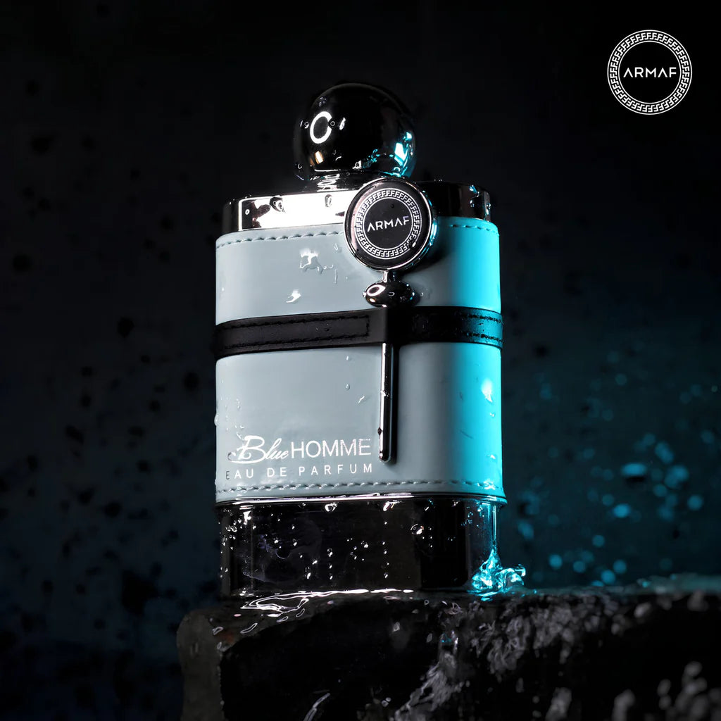 foto del perfume blue homme de armaf 100 ml resaltando su diseño moderno y estilo masculino