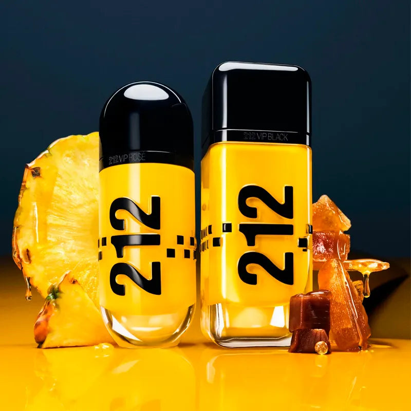 Caja original 212 Cap VIP Black Carolina Herrera 100ML EDP para hombre color amarillo