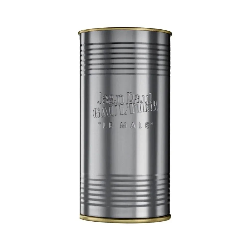 caja metálica y frasco de le male edt 125 ml de jean paul gaultier para hombre
