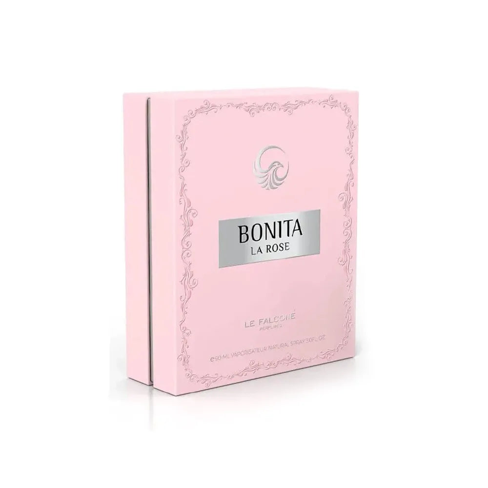 caja y frasco de le falconé bonita la rose edp 90 ml para mujer