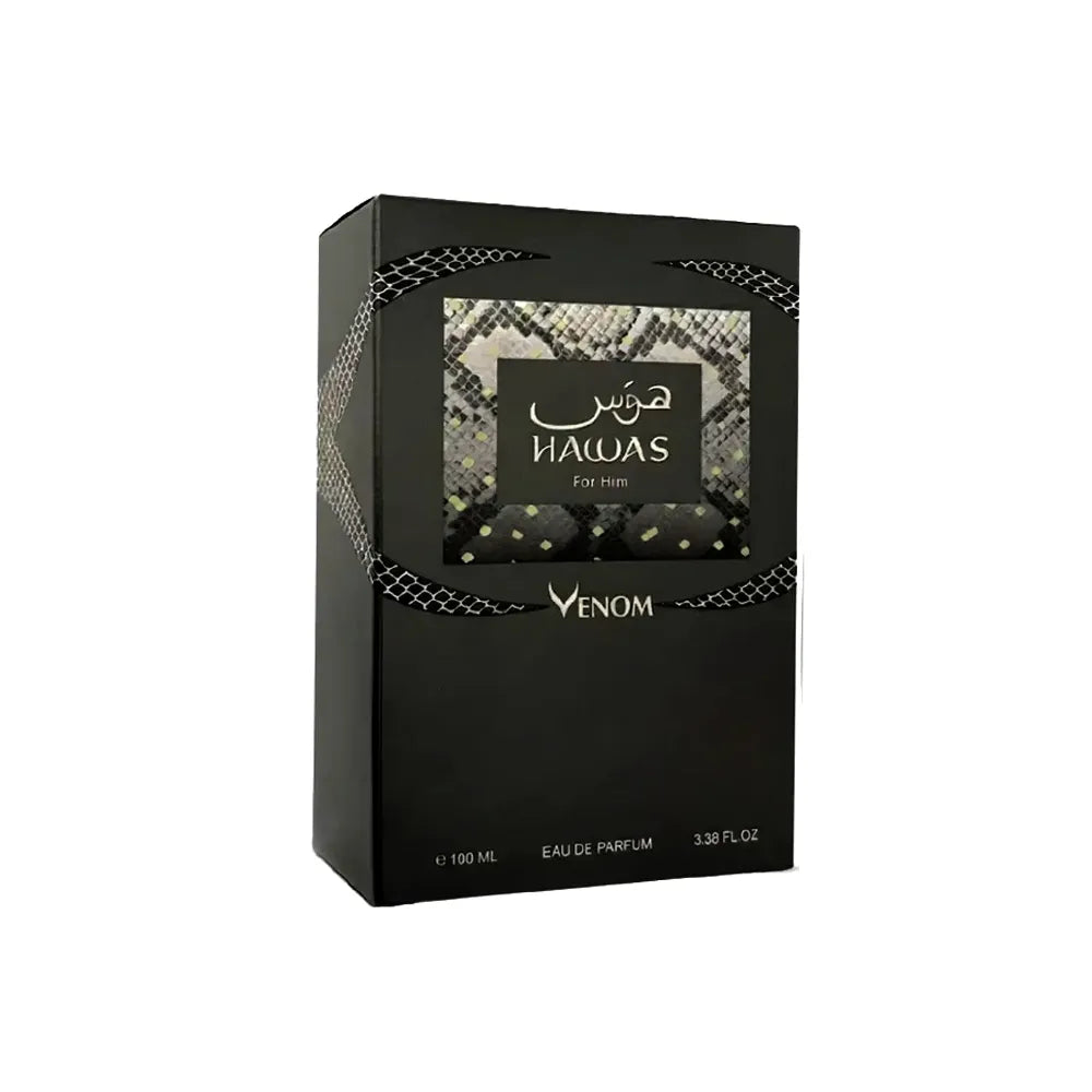 Frasco de Rasasi Hawas for Him Venom Eau de Parfum 100 ml para hombre