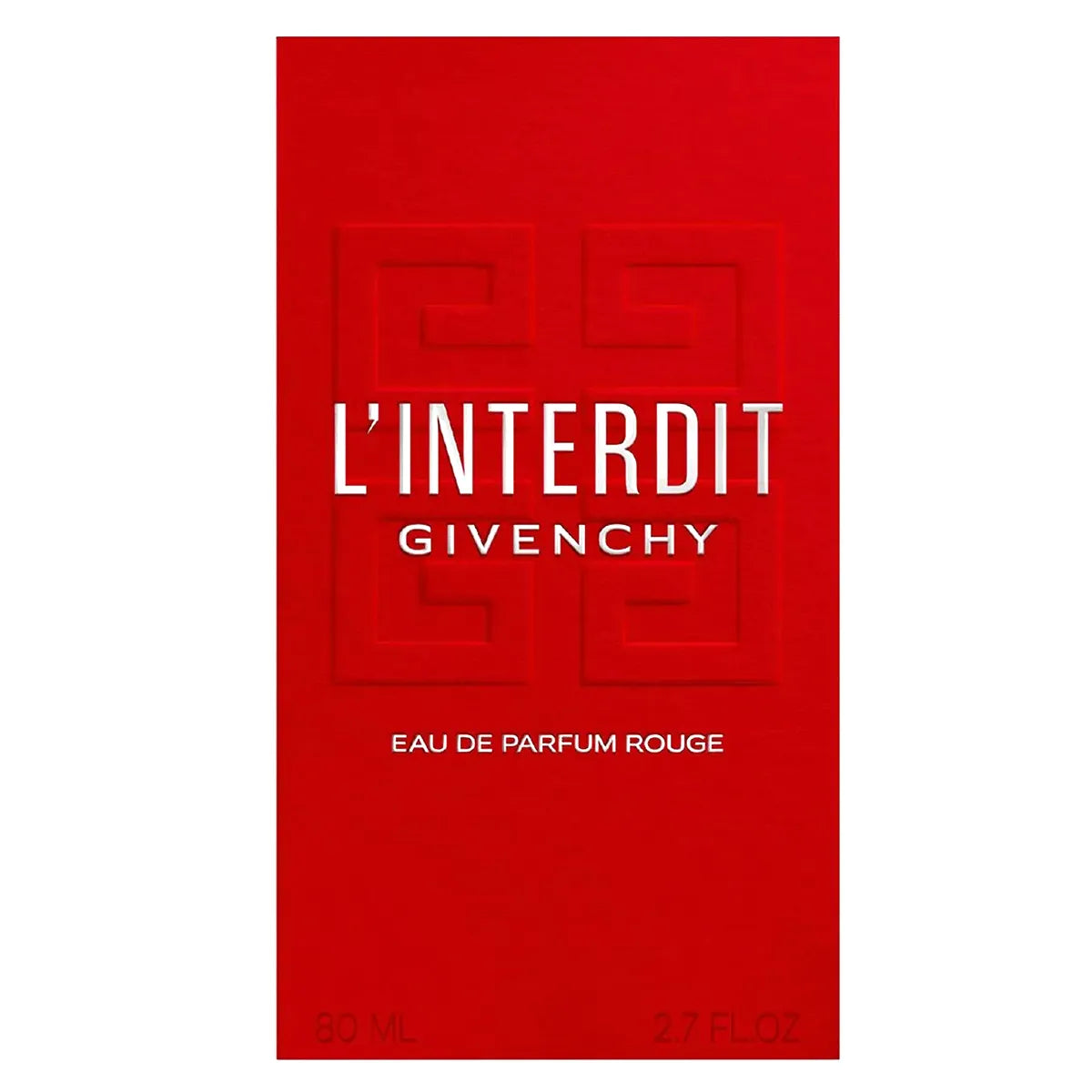 Caja de presentación oficial en tonos rojo y negro del perfume Givenchy L'Interdit Rouge 80ml