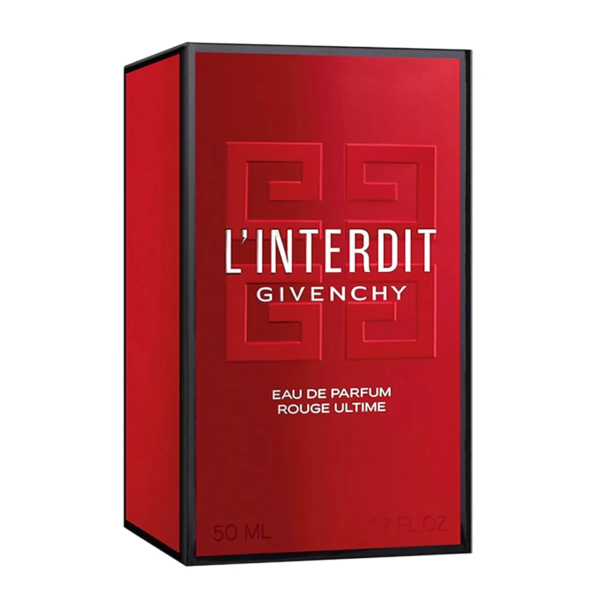 Caja de presentación oficial en acabado rojo del perfume Givenchy L'Interdit Rouge Ultime 80ml