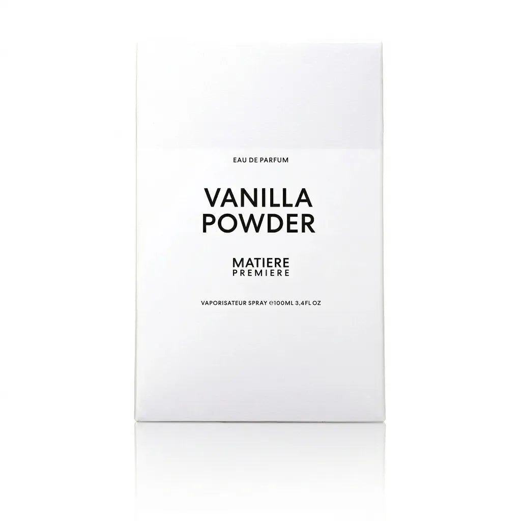 Caja de presentación oficial del perfume Matiere Premiere Vanilla Powder Eau de Parfum