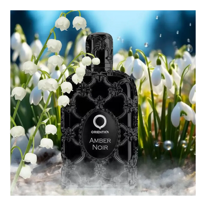 Caja de presentación oficial del perfume unisex Orientica Amber Noir EDP 80ml
