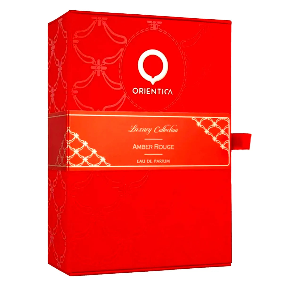 Caja de presentación oficial del perfume unisex Orientica Amber Rouge EDP 80ml