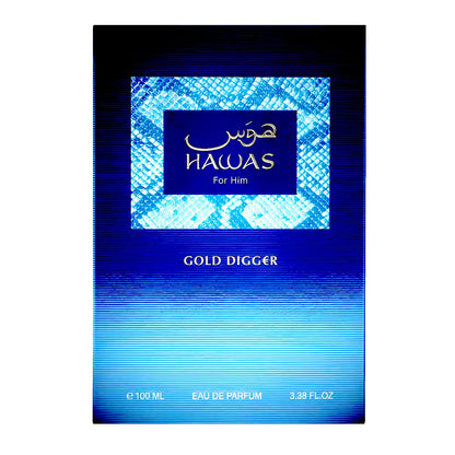 Caja original de Rasasi Hawas Gold Digger EDP 100 ml para hombre