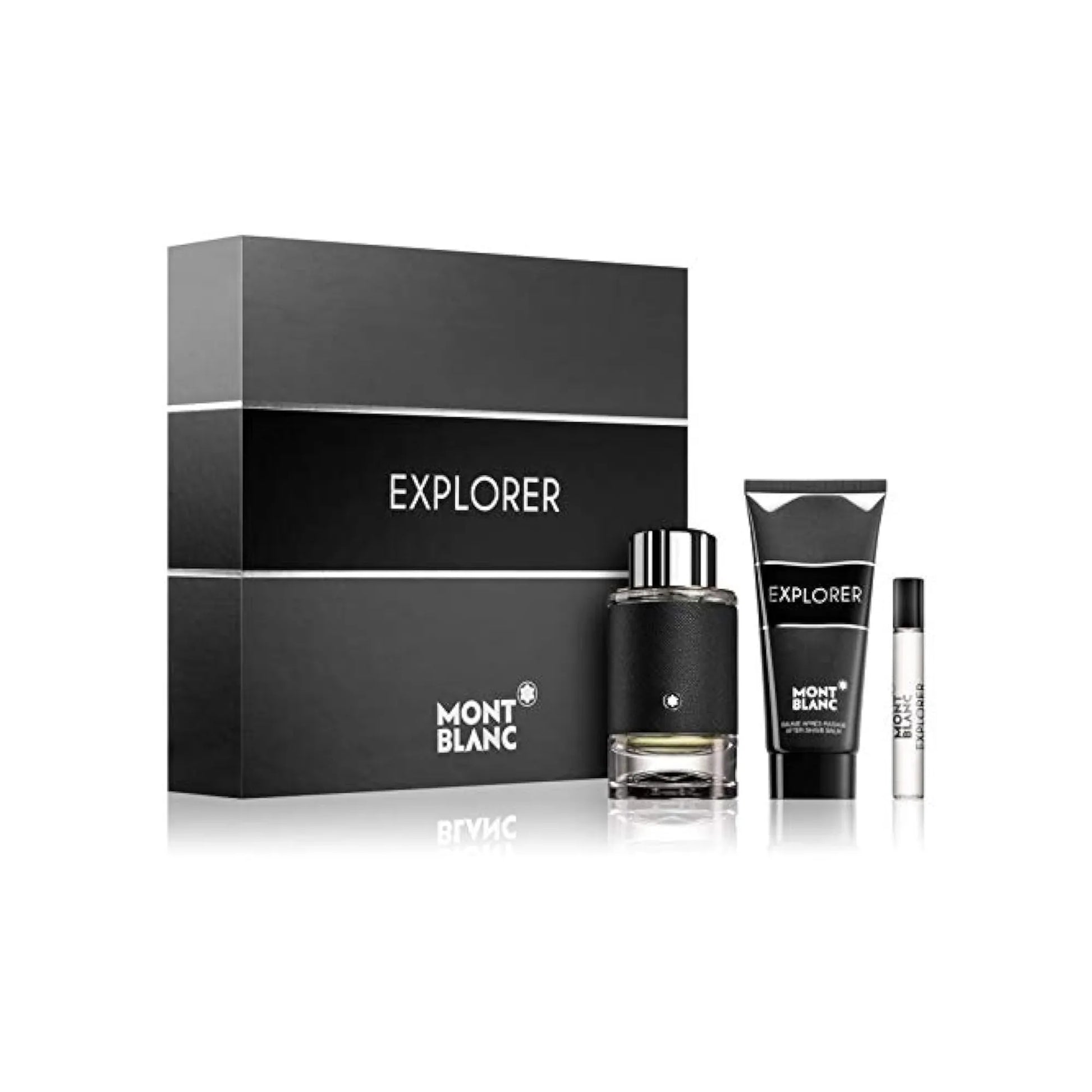 Caja de presentación oficial del set de regalo Montblanc Explorer EDP de 3 piezas