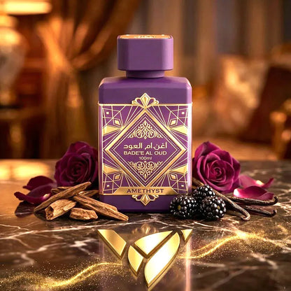 Caja original del perfume Bade'e Al Oud Amethyst Lattafa 100ml EDP