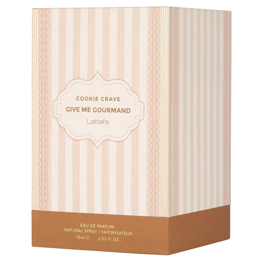 Vista frontal del perfume Lattafa Cookie Crave gourmand unisex