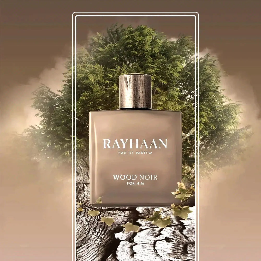 Frasco del perfume Rayhaan Wood Noir Eau de Parfum para hombre