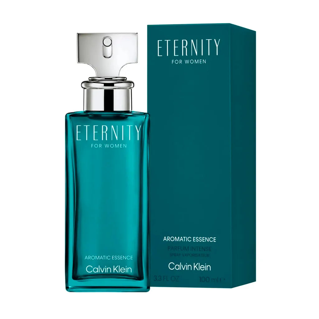 imagen del perfume calvin klein eternity aromatic essence para mujer de 100 ml con su frasco moderno y elegante