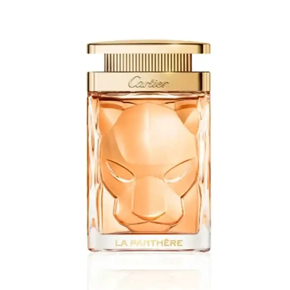 Frasco frontal de Cartier La Panthère EDP 75 ml, perfume floral chipre para mujer.