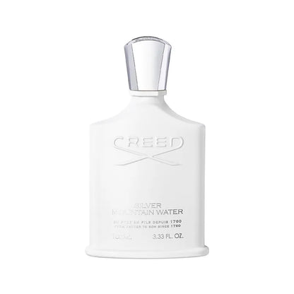 Vista lateral del perfume Creed Silver Mountain Water Eau De Parfum Unisex 100ml