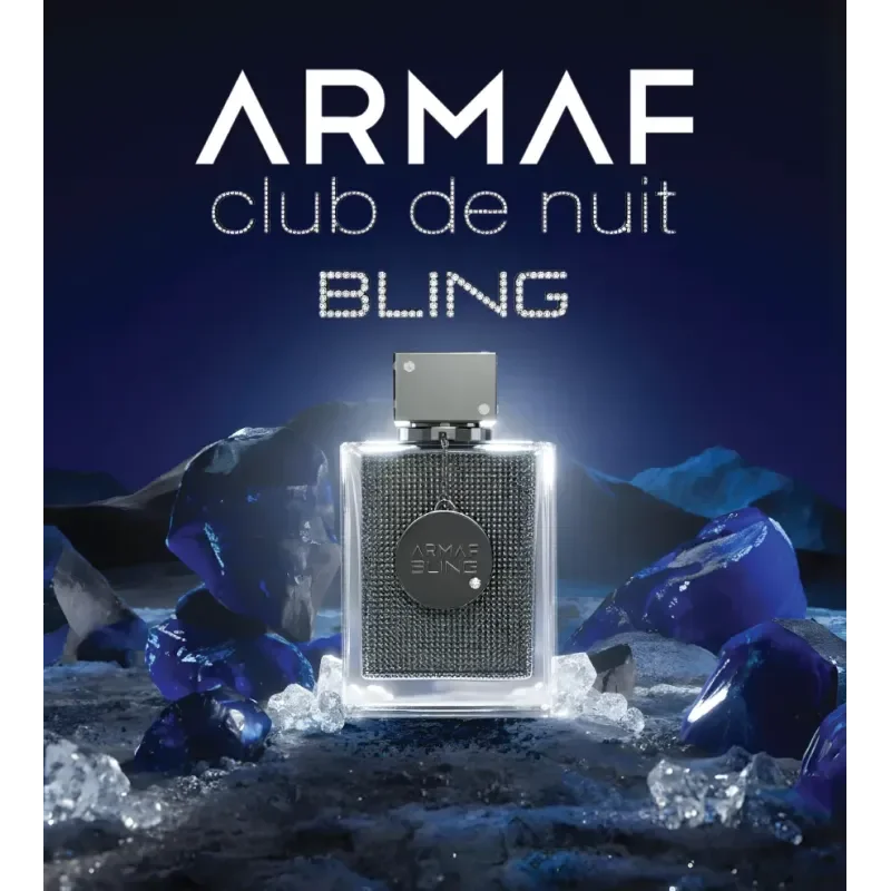 Detalle del frasco de Armaf Club De Nuit Bling resaltando textura y diseño