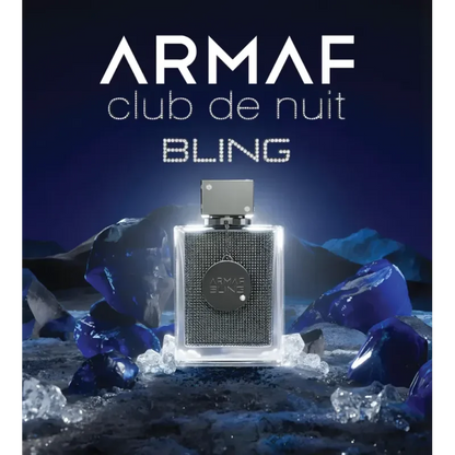 Detalle del frasco de Armaf Club De Nuit Bling resaltando textura y diseño