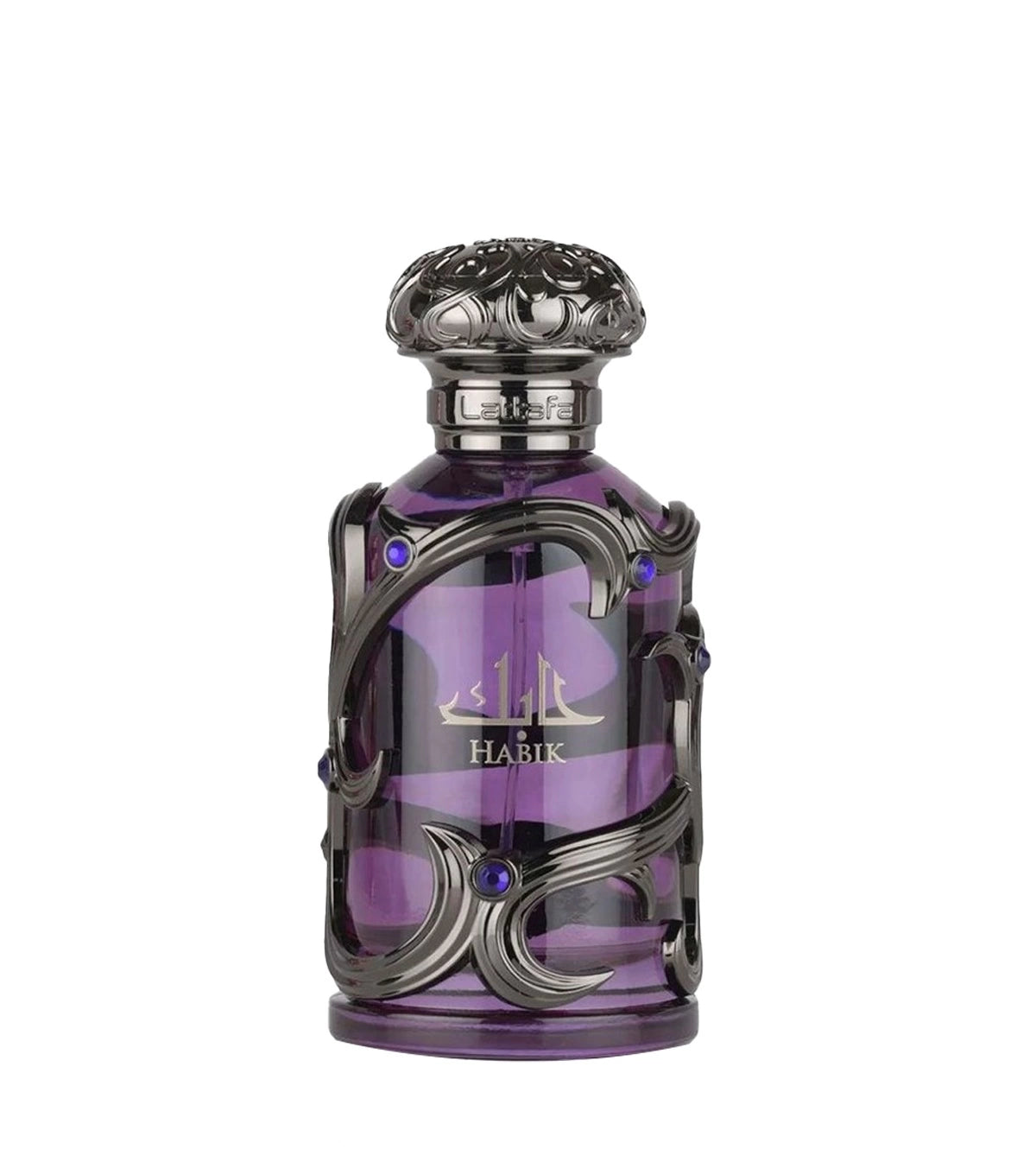 Detalle cercano del frasco de Habik For Men resaltando textura tapa y grabados