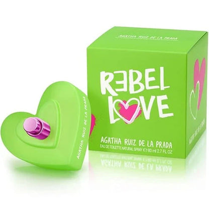 botella de perfume rebel love agatha ruiz de la prada mujer edt 80ml con esencia audaz y presentación colorida inspirada en la rebeldía femenina
