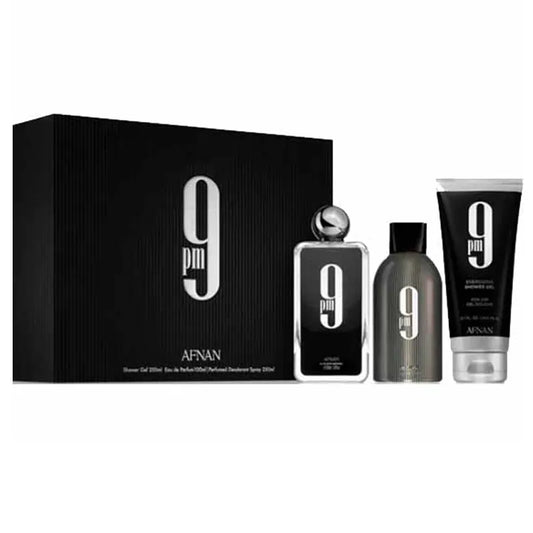 Estuche 9pm de Afnan Set para hombre Eau de Parfum 100ml 3 piezas con fragancia oriental especiada
