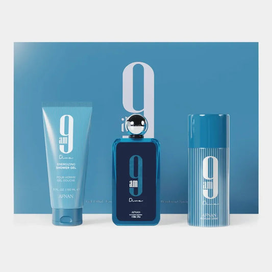 Estuche Afnan 9am Dive Set Unisex Eau de Parfum 100ml con refrescante fragancia acuática cítrica
