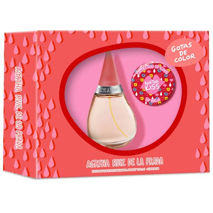 Estuche Gotas de Color Agatha Ruiz de la Prada Set para mujer incluye perfume de 100 ml Eau de Toilette con fragancia frutal floral presentación en colección colorida


