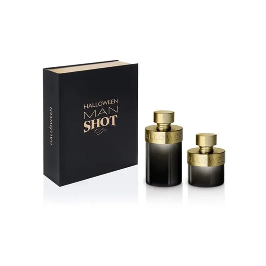 estuche negro halloween man shot para hombre con dos frascos de perfume edp 125ml