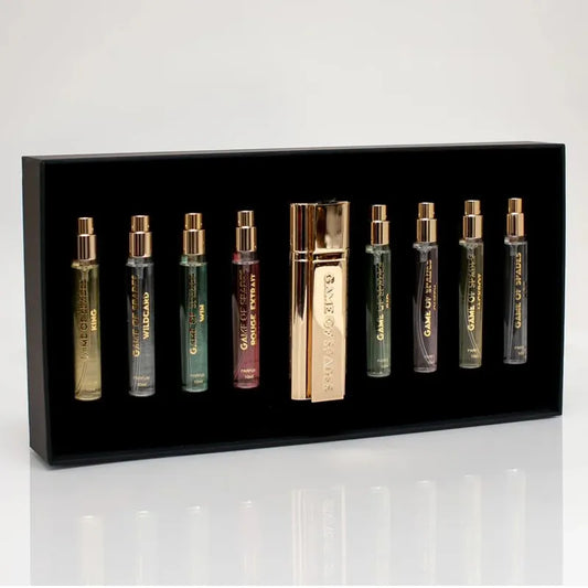 Estuche negro premium de Jo Milano con 9 miniaturas Game of Spades de 10ml cada una

