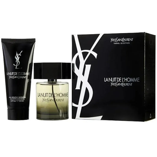 Estuche negro premium de YSL La Nuit de L'Homme con botella 100ml y productos complementarios
