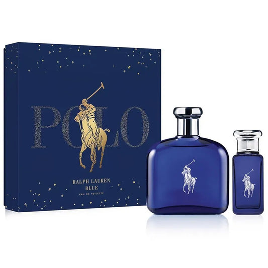 Estuche azul premium de Ralph Lauren con perfume Polo Blue EDT 125ml y accesorios
