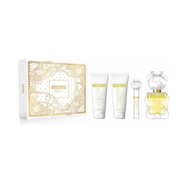Set premium Moschino incluye perfume Toy 2 en botella coleccionable de 100ml ideal para regalo

