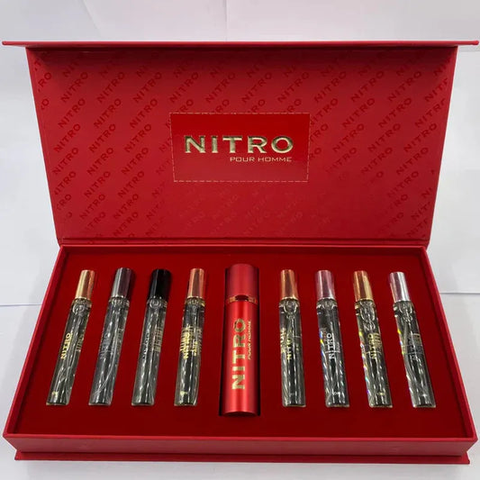 Estuche negro Nitro Pour Homme Dumont Paris con 8 frascos EDP para hombre