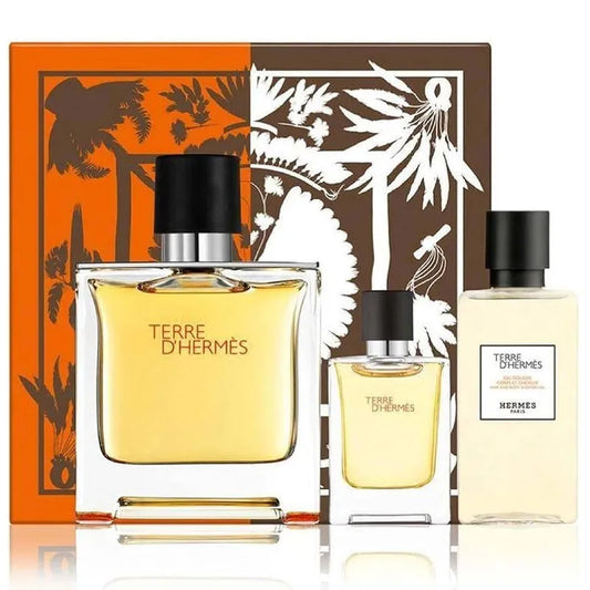 Estuche naranja premium de Hermès con perfume Terre d'Hermès EDT 100ml y accesorios
