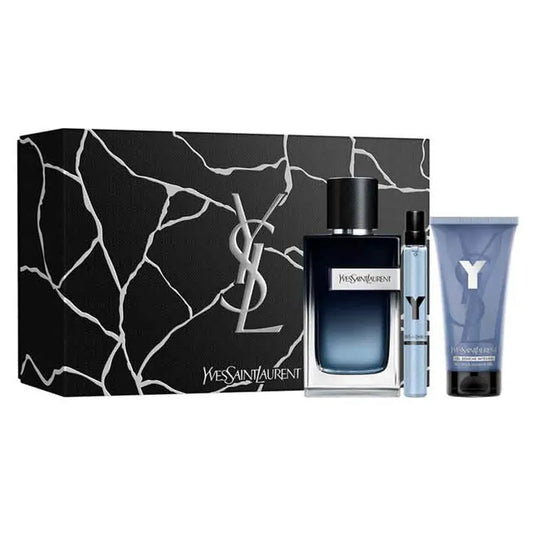 Estuche azul premium de YSL con perfume Y EDP 100ml y accesorios

