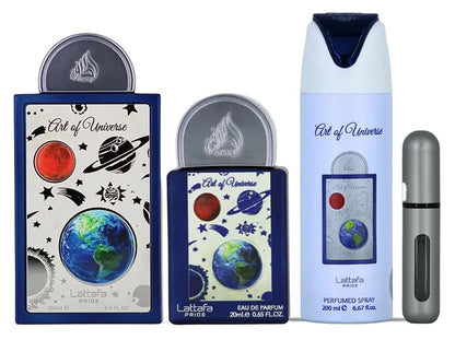 Caja del estuche Art of Universe Lattafa set 4 piezas presentación original
